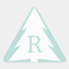 Adesivo Triangular Árvore branca de Natal no Monograma Personalizado 