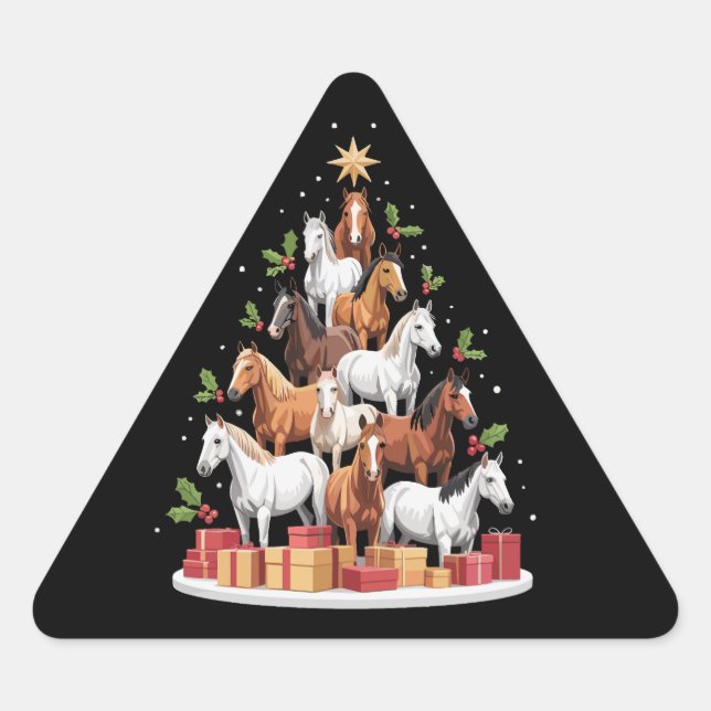 Adesivo Triangular Árvore de Cavalos Presentes de Natal Cavalos (Frente)