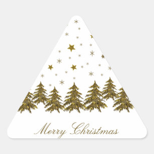 Adesivo Triangular Árvore de Natal de ouro faísca, lua, estrelas