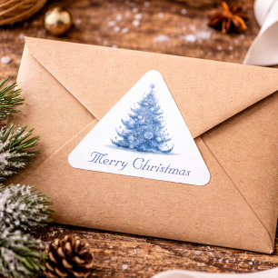 Adesivo Triangular Árvore de Natal em Azul de Delft personalizável