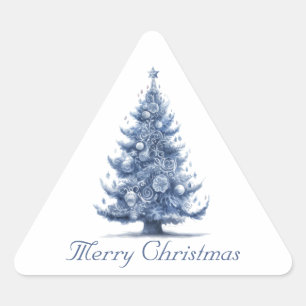 Adesivo Triangular Árvore de Natal em Azul Delft personalizável