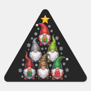 Adesivo Triangular Árvore de Natal Gnomo Natal Férias Engraçado