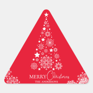 Adesivo Triangular Árvore Vermelha Moderna de Natal