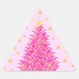 Adesivo Triangular Árvores de Natal Rosa