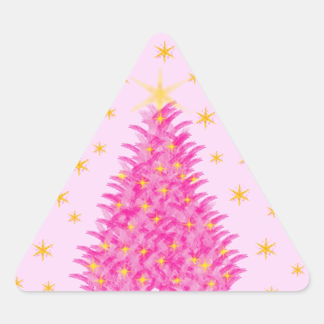 Adesivo Triangular Árvores de Natal Rosa (Frente)