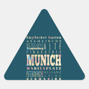 Adesivo Triangular Atrações & lugares famosos de Munich, Alemanha