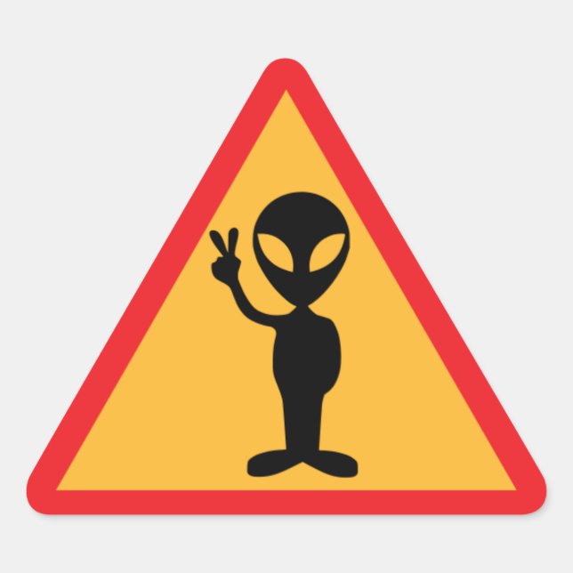 Adesivo Triangular Aviso de alienígena (Frente)