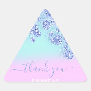 Adesivo Triangular Azul Rosa Ombré Triângulo Brilho Casamento ANIVERS