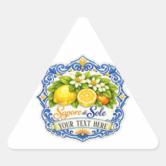 Adesivo Triangular Azulejo Mediterrâneo de Limão – Arte em Aquarela c