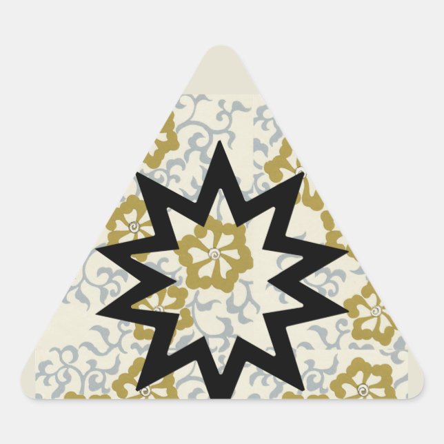 Adesivo Triangular Baha'i Star com fundo Dourado e prateado (Frente)