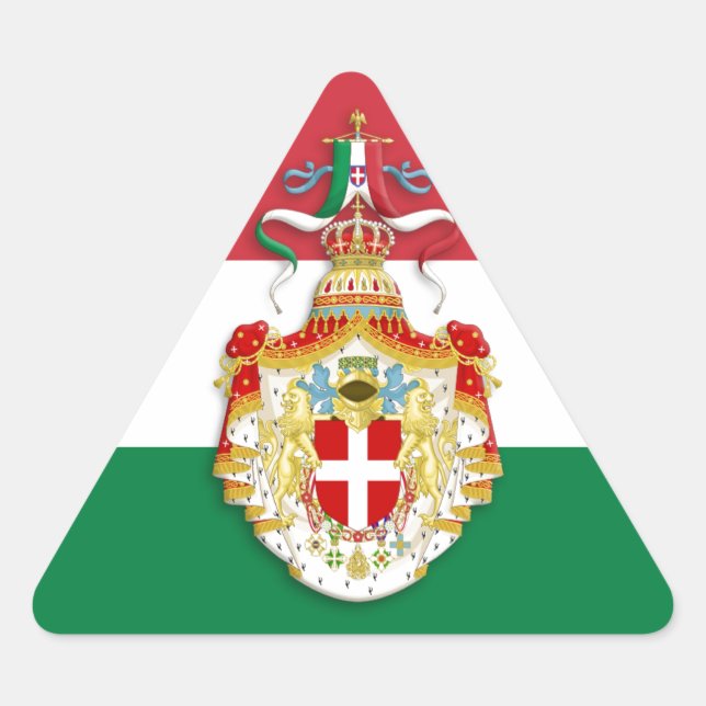 Adesivo Triangular Bandeira italiana com insígnia do Reino de Itália (Frente)