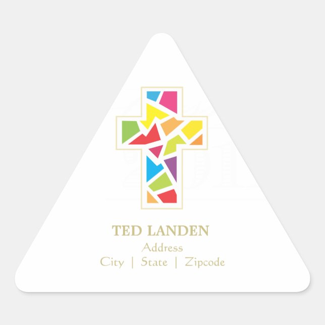 Adesivo Triangular Batismo | Primeiro Endereço Comunitário/Vinheta Fa (Frente)