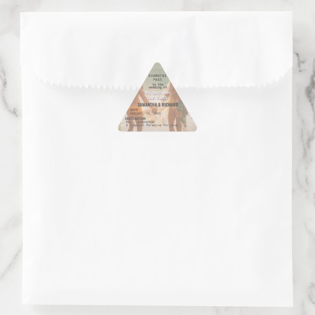 Adesivo Triangular Beach Wedding Boarding Pass Romantic  (Bolsa)