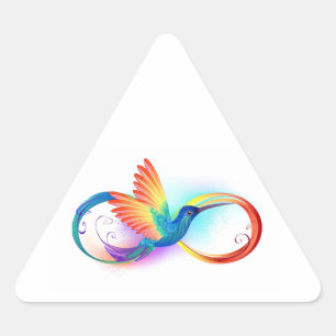 Adesivo Triangular Beija-flor Arco-íris com símbolo de Infinito