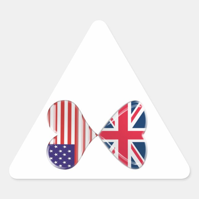 Adesivo Triangular Beijar a Arte do Coração dos EUA e do Reino Unido (Frente)