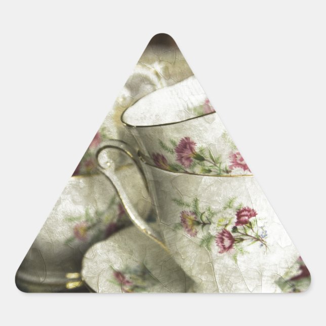 Adesivo Triangular belos copos antigos de porcelana (Frente)