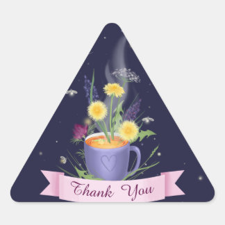 Adesivo Triangular Belos Flores de Verão na Taça de Chá