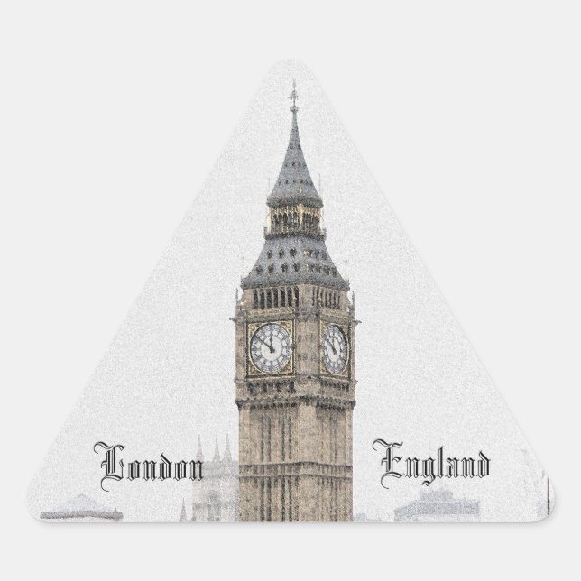 Adesivo Triangular Big Ben London (Watercolor) (Frente)