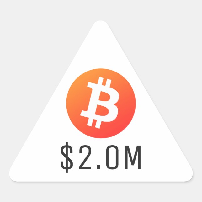 Adesivo Triangular Bitmoeda Aumenta US$ 2.000.000 (US$ 2,0 Milhões) D (Frente)