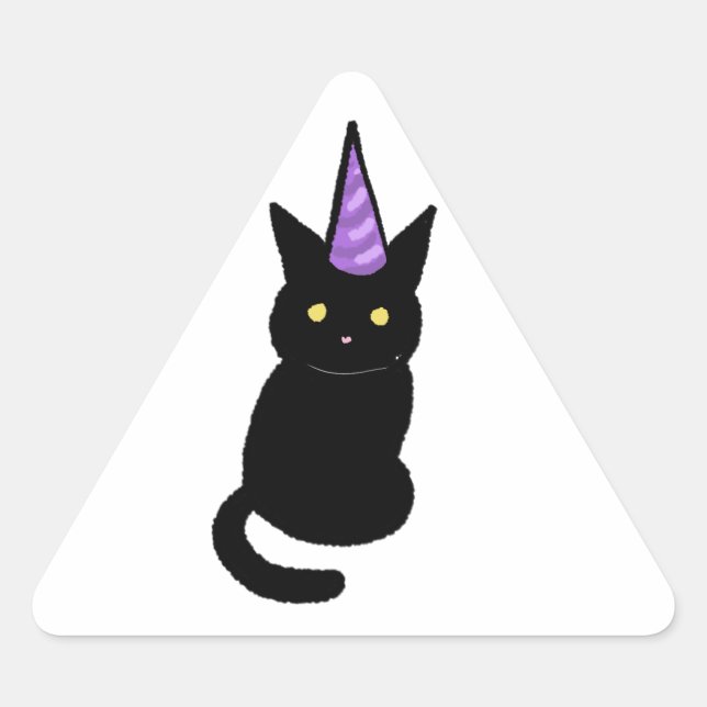 Adesivo Triangular Black  Cat Celebration Sticker (Frente)