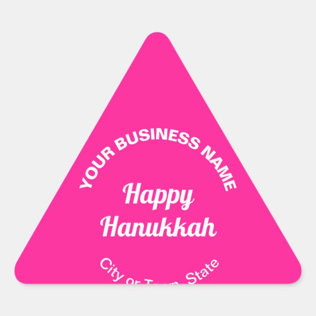 Adesivo Triangular Boas saudações de Hanukkah a rosa (Frente)