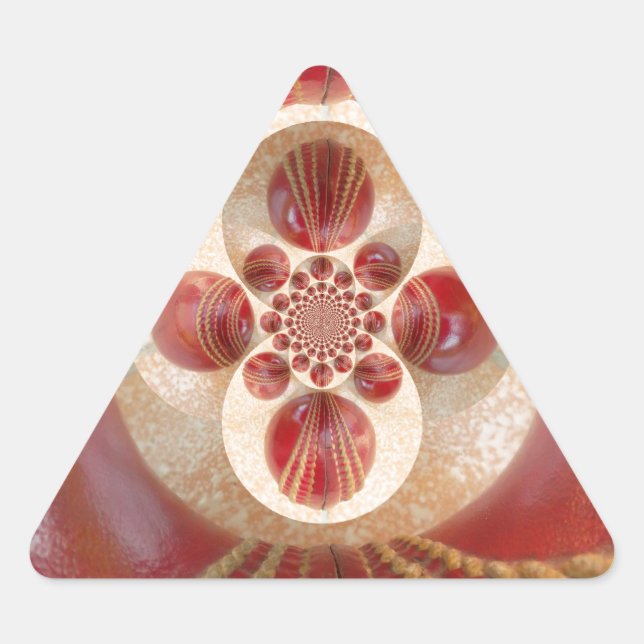 Adesivo Triangular Bolas de Críquete Vermelhas Arte Abstrata Impressã (Frente)