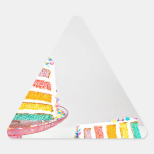 Adesivo Triangular Bolo de Aniversário do Arco-íris