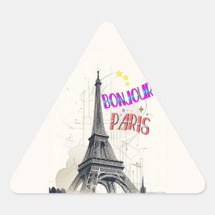 Adesivo Triangular Bonjour Colorful Paris