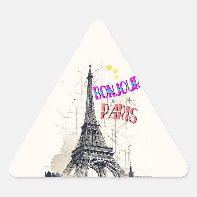 Adesivo Triangular Bonjour Colorful Paris (Frente)