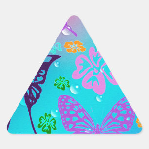 Adesivo Triangular Borboleta Belo Aloha Flor Havaiana Casamento