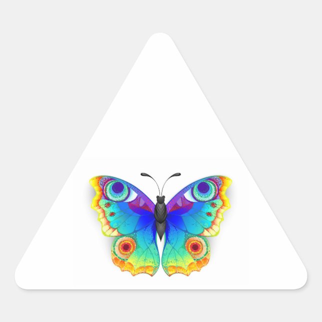 Adesivo Triangular Borboleta Pavão Olho de Arco-Íris (Frente)