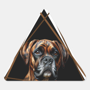 Adesivo Triangular Boxer Lab Dog Marrom e Preto Brindle