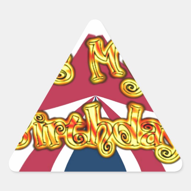 Adesivo Triangular British Birthday dá Impressão de arte (Frente)