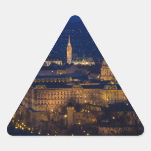 Adesivo Triangular Buda Castle Hungria Budapeste à noite