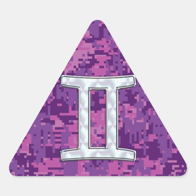 Adesivo Triangular Camuflagem Digital Símbolo do Zodíaco Gêmeos como  (Frente)