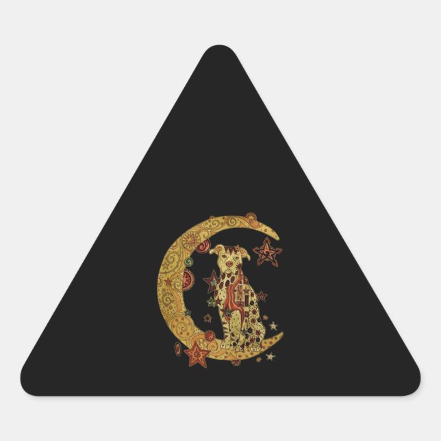 Adesivo Triangular Cão e lua Pitbull (Frente)