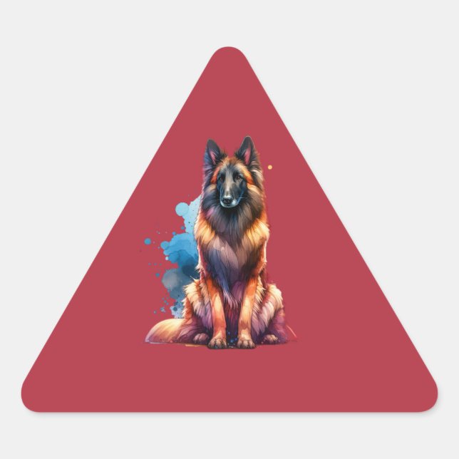 Adesivo Triangular Cão Laekenois belga (Frente)