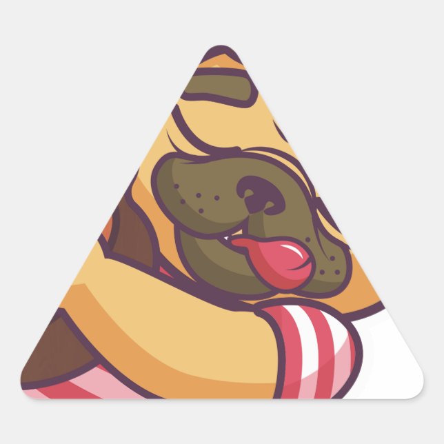 Adesivo Triangular cãozinho tocando violão (Frente)