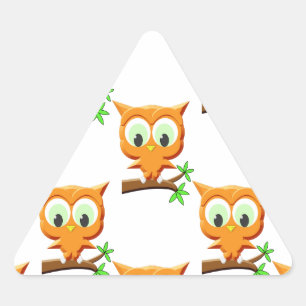 Adesivo Triangular Cartoon Little Owl No Padrão De Ramificação