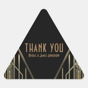 Adesivo Triangular Casamento Preto e Dourado Art Déco Gatsby Glam dos