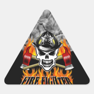 Adesivo Triangular Caveira 2 do Bombeiro e Eixos Flaming
