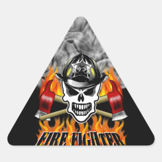 Adesivo Triangular Caveira 2 do Bombeiro e Eixos Flaming