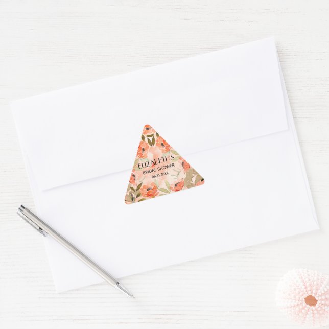 Adesivo Triangular Chá de panela Floral Laranja Aquarela (Envelope)
