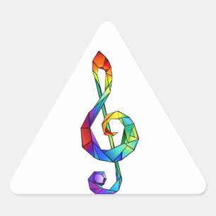 Adesivo Triangular Chave musical de treble em arco-íris