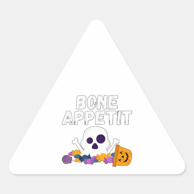 Adesivo Triangular Chef Engraçado Torre Osso Apetite Halloween Candy (Frente)