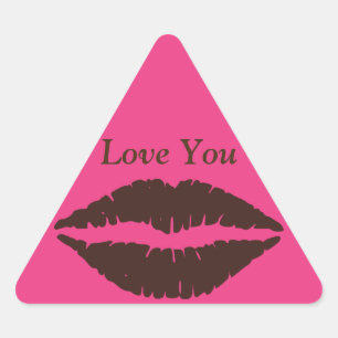 Adesivo Triangular Chocolate Castanho Lipstick Impressão rosa