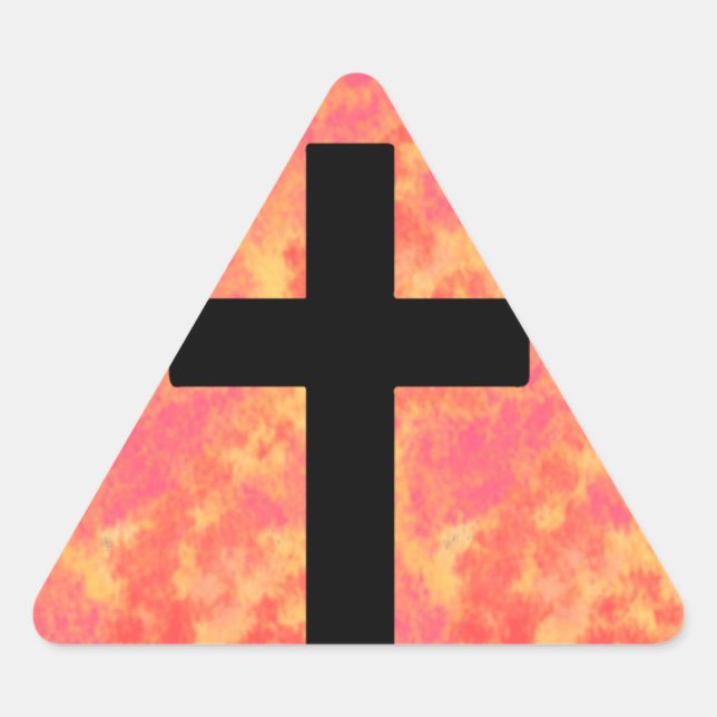 Adesivo Triangular Christian Cross Stickers Cor do nascer do sol Fund (Frente)
