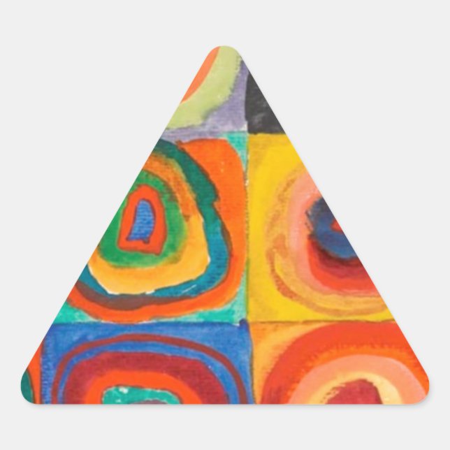 Adesivo Triangular Círculos Concentrados Quadrados de Kandinsky (Frente)