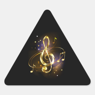Adesivo Triangular Clef Musical Triplo Dourado