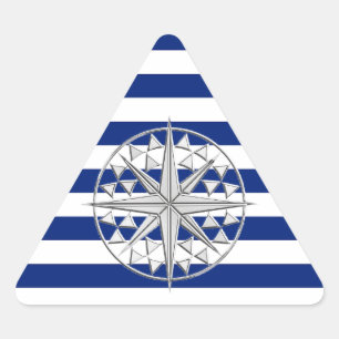 Adesivo Triangular Compasso do estilo do cromo em listras náuticas